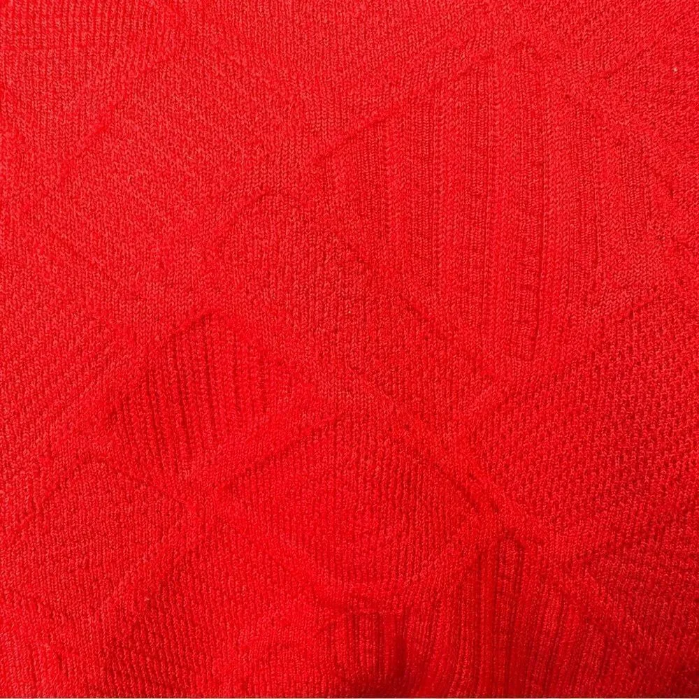 Vintage Vivid Red Patterned Polyester Double Knit Pants Size 32 x 30